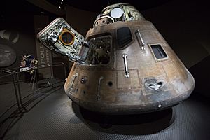 Apollo 14 command module with Edgar Mitchell's memorial wreath