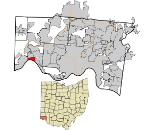 Location in Hamilton County and the state of Ohio