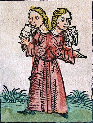 Nuremberg chronicles - Female Siamese Twins (CLXXXIIv)