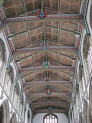 Roof of St Cuthbert’s Church, Wells, Somerset, England arp