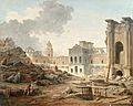 Esquisse terminée de la démolition du chateau de meudon par hubert Robert