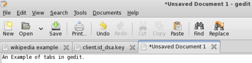 Gedit tab example