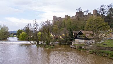 Ludlow Castle overlooking river