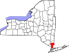 State map highlighting Westchester County