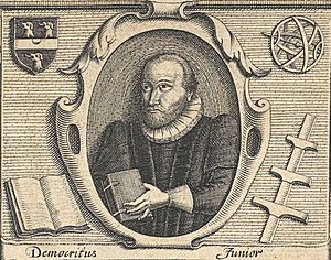 Portrait of Democritus Junior in Burton's Anatomy of Melancholy, 1628, 2nd edition