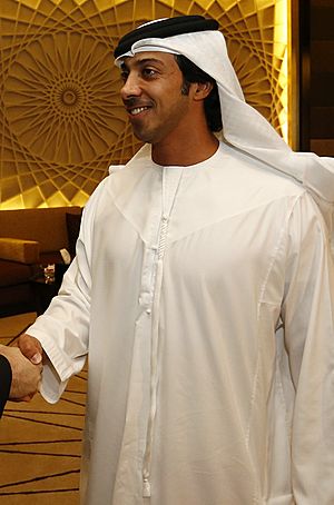 Sheikh Mansour shaking the hand of Michael Spindelegger (crop).jpg