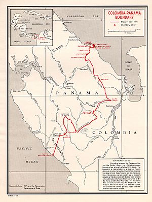 1960 US map of Colombia-Panama boundary shows the location of the village of Paya