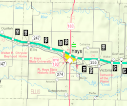 Map of Ellis Co, Ks, USA