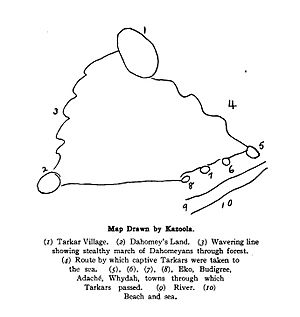 Map of Cudjo Lewis' Capture in Africa