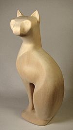 Natural Basswood Cat Statuette