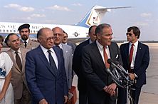 Prime Minister Menachin Begin of Israel is welcomed by Secretary of State Alexander Haig