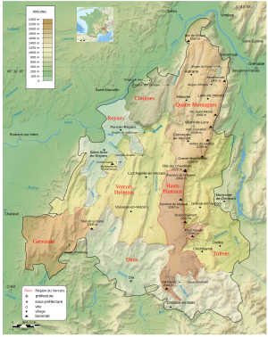 Vercors topographic map-fr