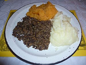 A haggis serving