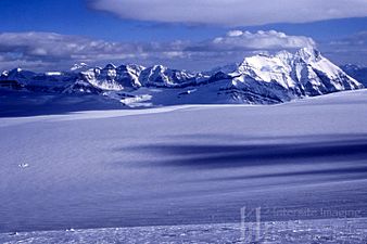 Columbia Icefield; Mt. Bryce right, our tent left