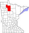 State map highlighting Beltrami County