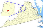 State map highlighting Harrisonburg