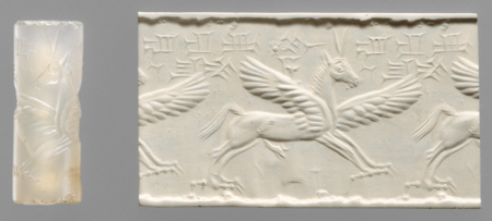 Middle Assyrian winged horse cylinder seal