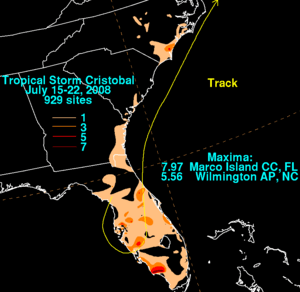 Cristobal 2008 rainfall