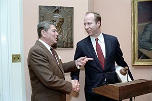 Ronald Reagan and David Gergen