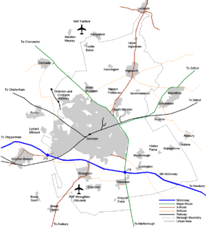 Borough of swindon - main transport routes