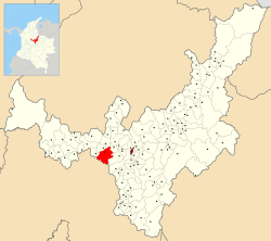 Location of the municipality and town of Ráquira in the Boyacá Department of Colombia