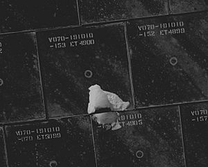 Damaged TPS Tiles of Endeavour (NASA S118-E-06229)