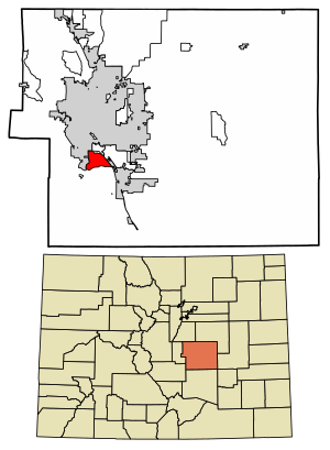 Location of the Fort Carson CDP in El Paso County, Colorado.