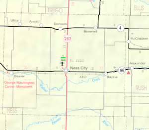 KDOT map of Ness County (legend)