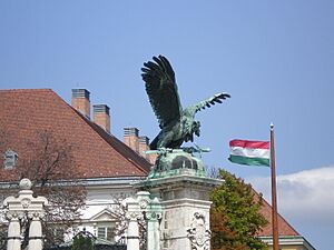 Turul and Hungarian flag