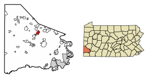 Location of Canonsburg in Washington County, Pennsylvania.