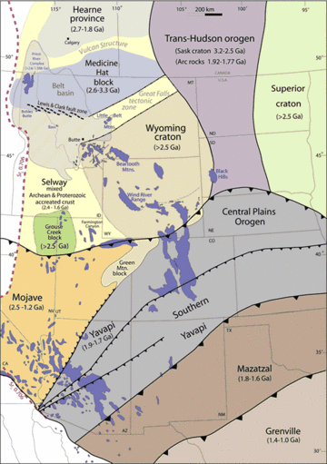 Wyoming, Mojave, Yavapai, Mazatzal, Trans-Hudson