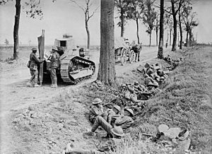 Canadian troops on Arras- Cambrai road-1918