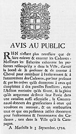 Avis au public Marseille 1720