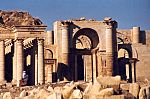 Ruins of buildings with columns.