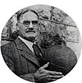 James Naismith with a basketball