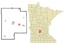 Location in Meeker County and the state of Minnesota