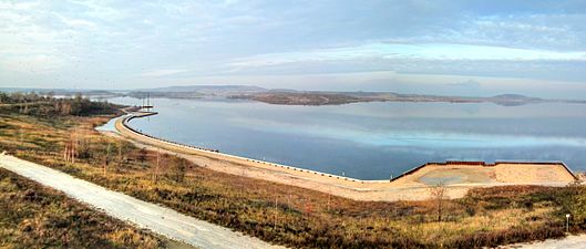 Excavation showing the construction of the lake and swimming park that now covers the battle field and an old pit mine constructed on it.