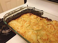 Potato gratin on stove