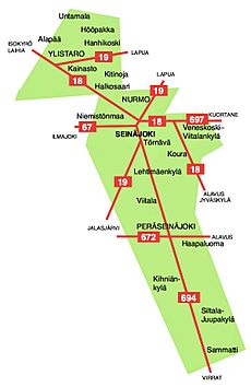 Seinäjoki roads and villages