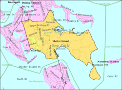 U.S. Census map of the CDP of Shelter Island