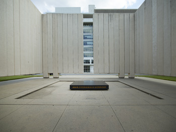 The John Fitzgerald Kennedy Memorial, a monument to U.S. President John Fitzgerald Kennedy in the West End Historic District of downtown Dallas, Texas LCCN2015631186