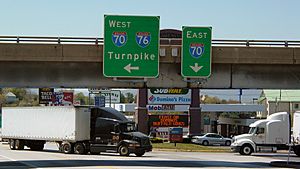 Breezewood interchange from US 30 facing westbound