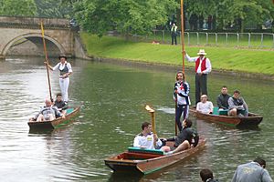 Cambridge Olympic torch on punt