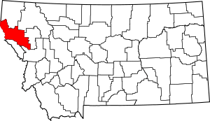 Map of Montana highlighting Sanders County