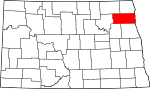 State map highlighting Walsh County