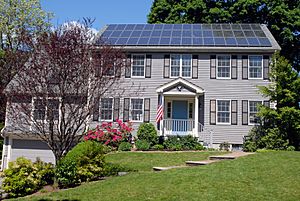 Solar panels on house roof