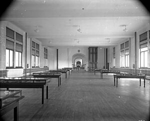 Temporary exhibit showcases on the first floor of the National Museum of Canada (23372)