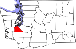 Map of Washington highlighting Thurston County