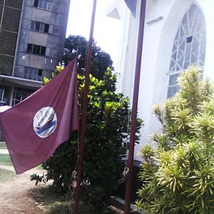 Maroon flag outside St John’s Church, Freetown