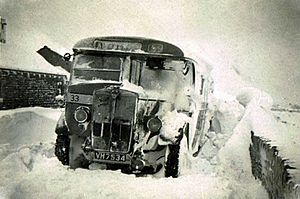 Winter 1947, snowbound bus, Castle Hill, Huddersfield - geograph.org.uk - 1668518.jpg